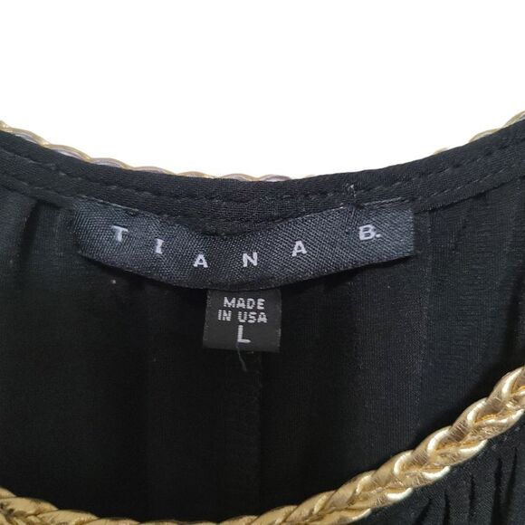 Tiana B. Black Maxi Dress with Gold Trim L - Picture 6 of 8